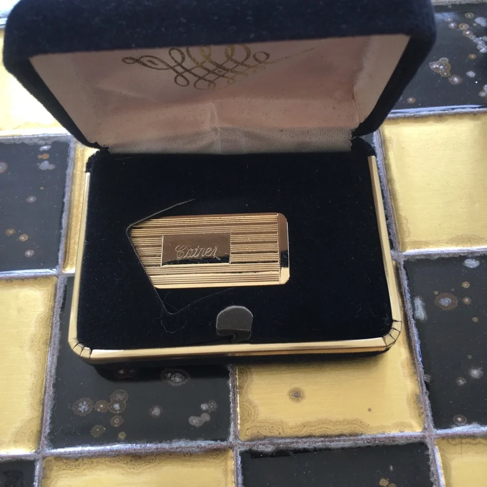 Gold-tone Engraved Money Clip - Classic Striped Design
